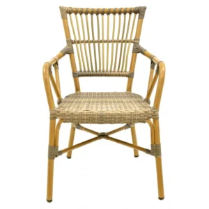 mobiliario-contract-sillon paros apilable aluminio ratan marron y gris 1
